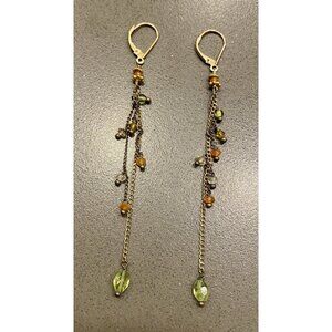 Chipita Long Orange Yellow Dangle Delicate Earrings 14kt Gold Filled